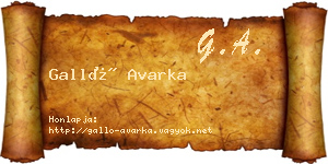 Galló Avarka névjegykártya